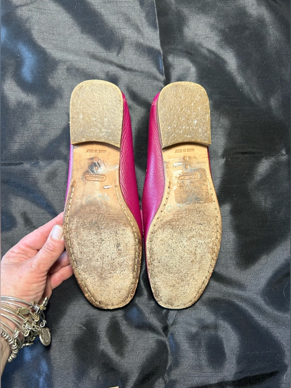 VINTAGE! Coach Fuchsia Leather Buckle Loafers - Picture 5 of 7